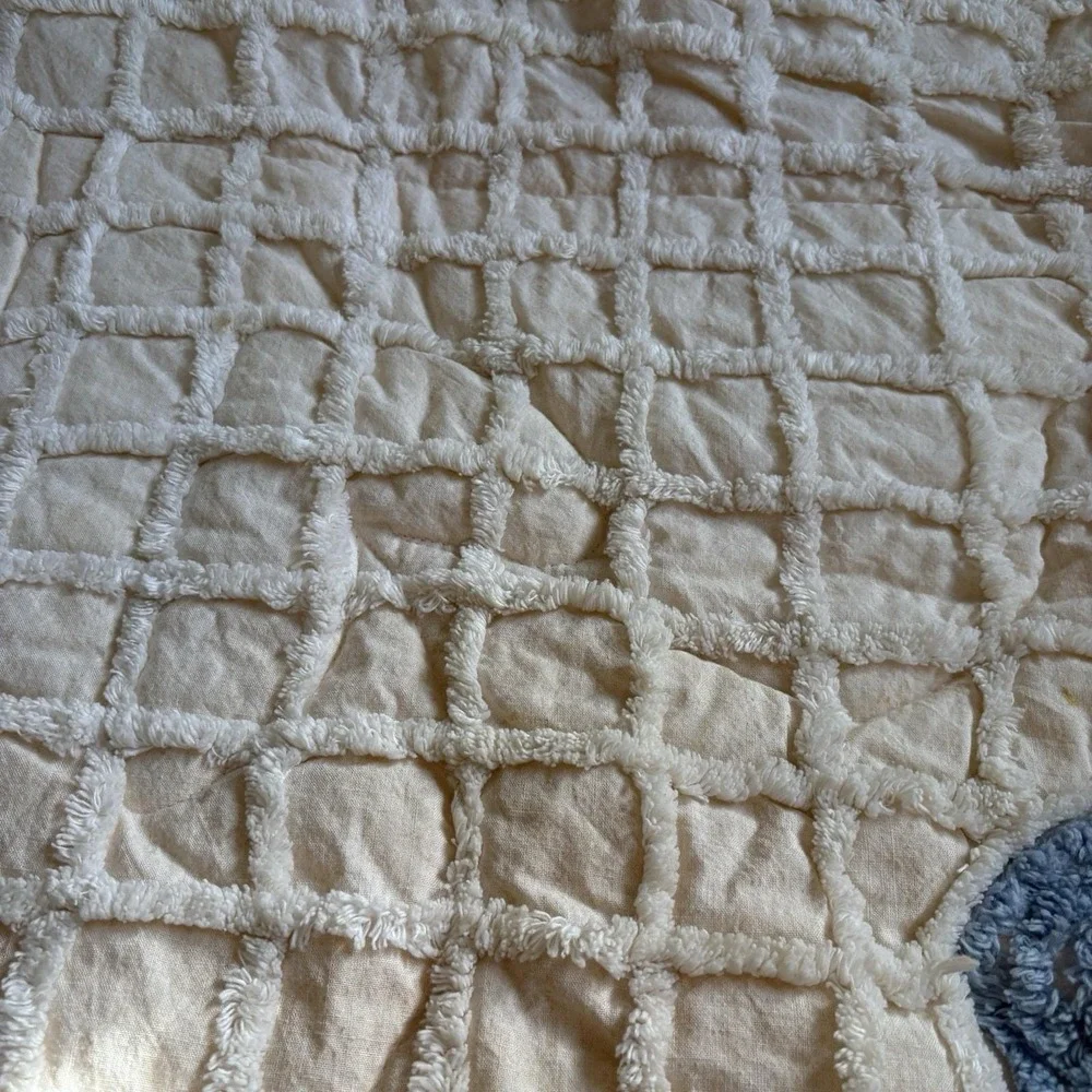 Vintage Chenille Flower Basket Small Throw Blanket 50x40